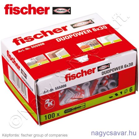 DUOPOWER 6x30 kétkomponensű nylon dübel (100/cs) FISCHER