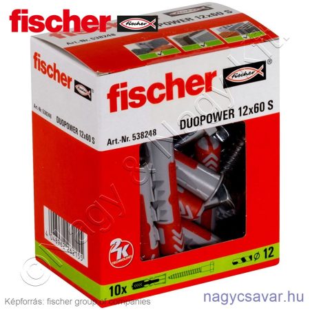 DUOPOWER 12x60 S kétkomponensű nylon dübel + csavar (10/cs) FISCHER