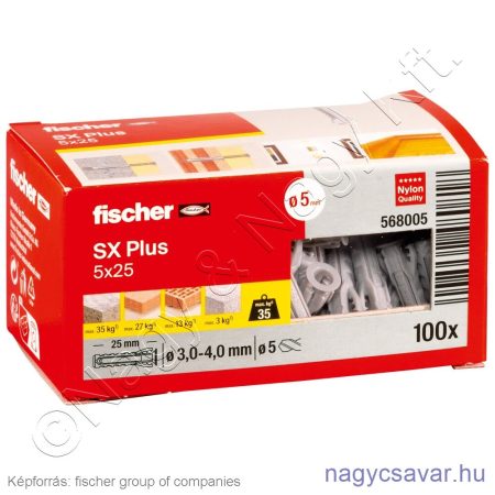 SX Plus 5X25 nylon dübel (100/cs) FISCHER