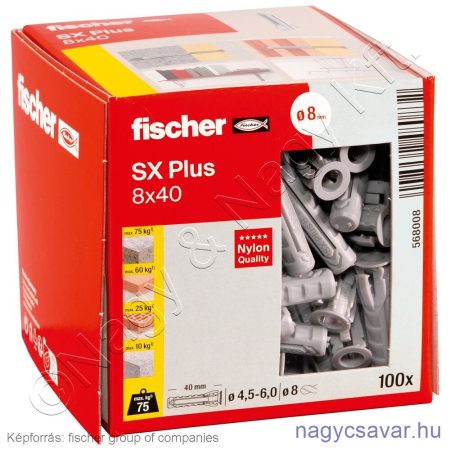 SX Plus 8X40 nylon dübel (100/cs) FISCHER