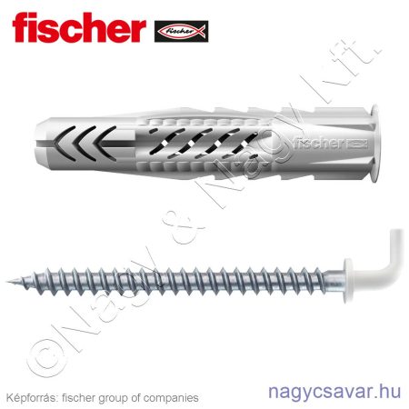 UX 8x50 WH W univerzális dübel fehér kampóval (25/cs) FISCHER